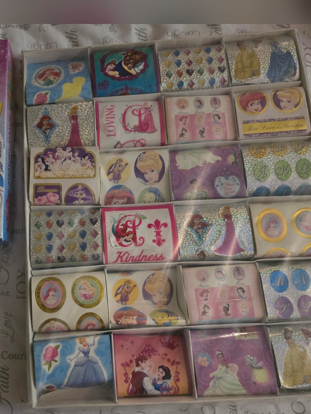 300 Disney Princess Sticker Sheet Set - Pink, Purple, Blue, Gold Accents